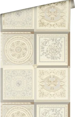 Vliestapete Versace Beige Grau Barock Muster 38704-2