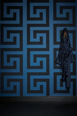 Vliestapete Versace Blau Schwarz Geometrisch 38609-3