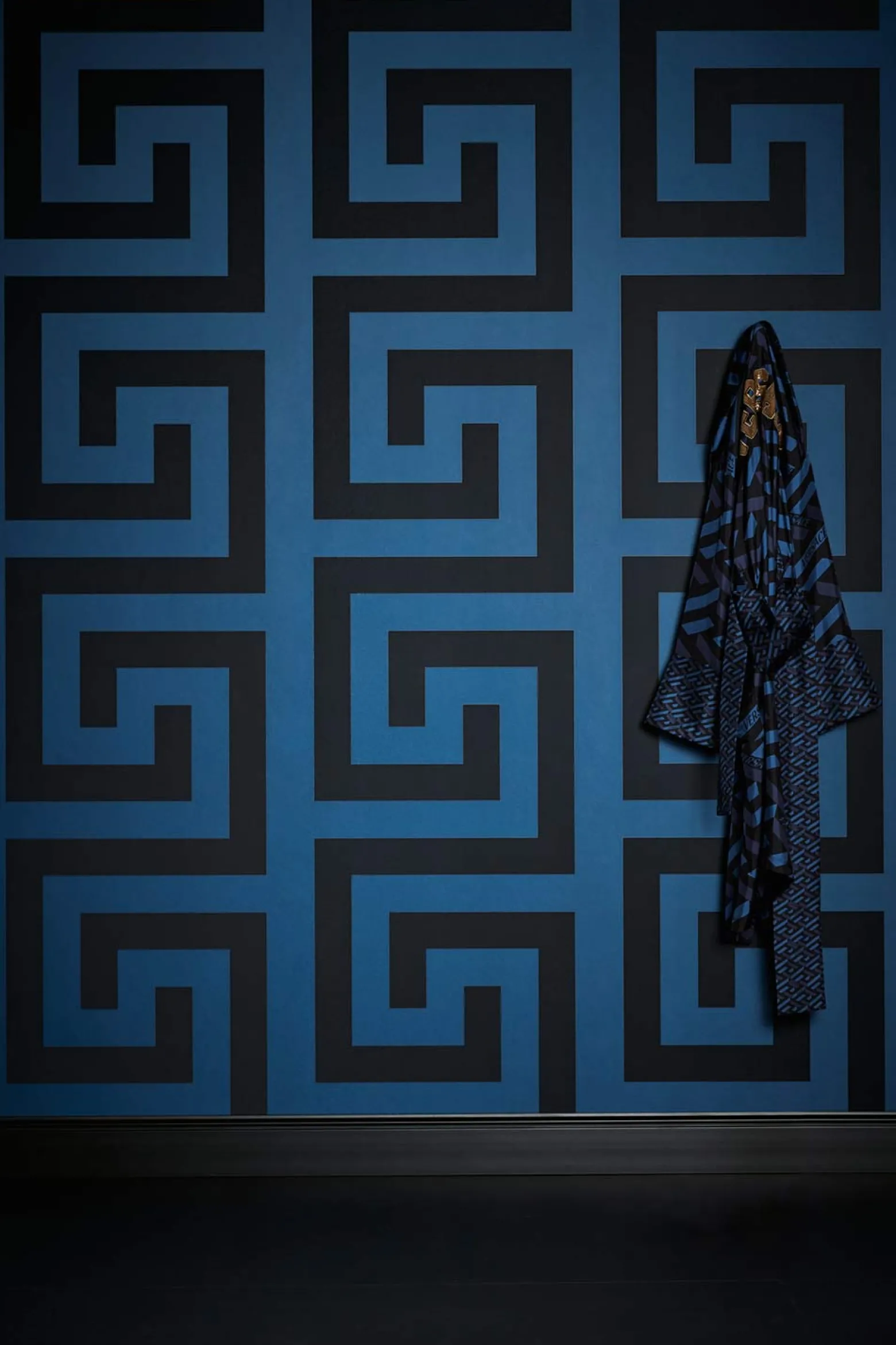 Vliestapete Versace Blau Schwarz Geometrisch 38609-3