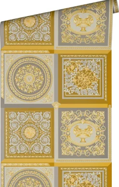Vliestapete Versace Gold Grau Barock Muster 38704-5