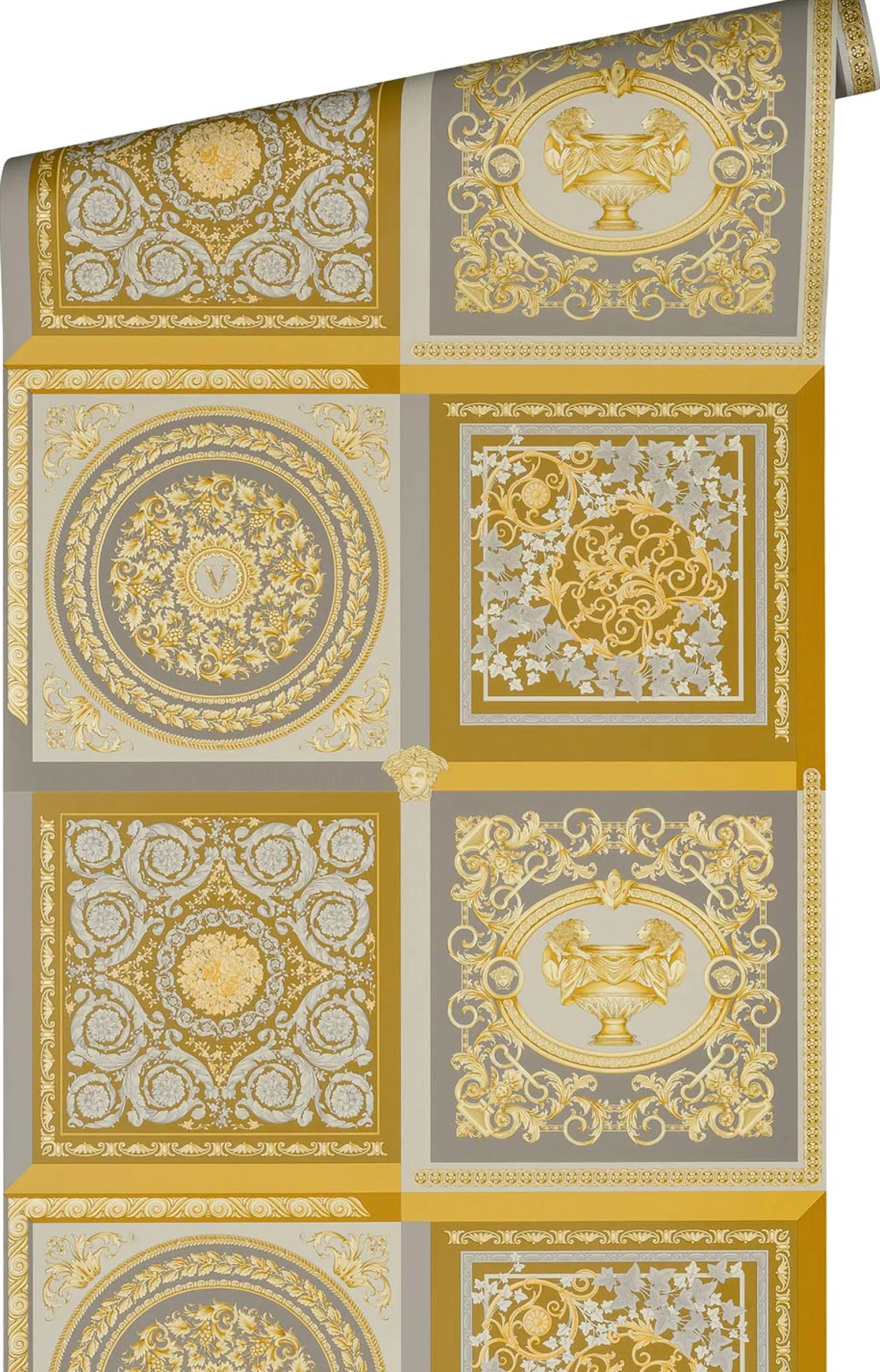 Vliestapete Versace Gold Grau Barock Muster 38704-5