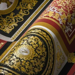Vliestapete Versace Rot Schwarz Barock Muster 38704-6