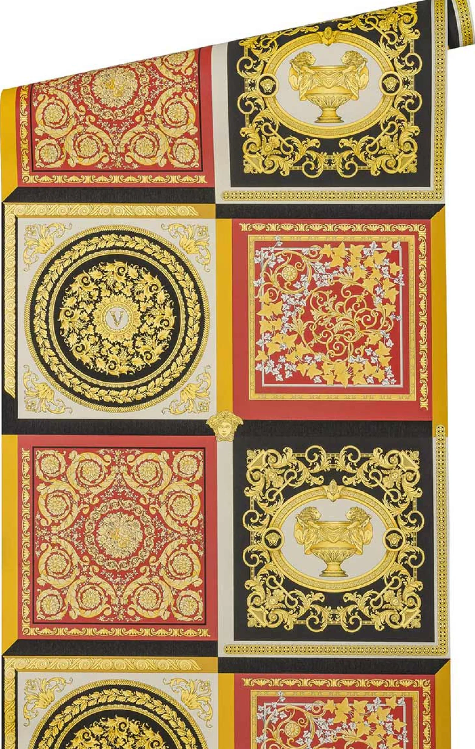 Vliestapete Versace Rot Schwarz Barock Muster 38704-6