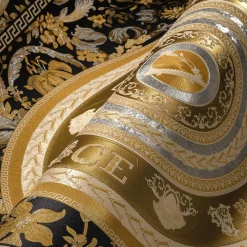 Vliestapete Versace Schwarz Gold Logo Floral 38705-5