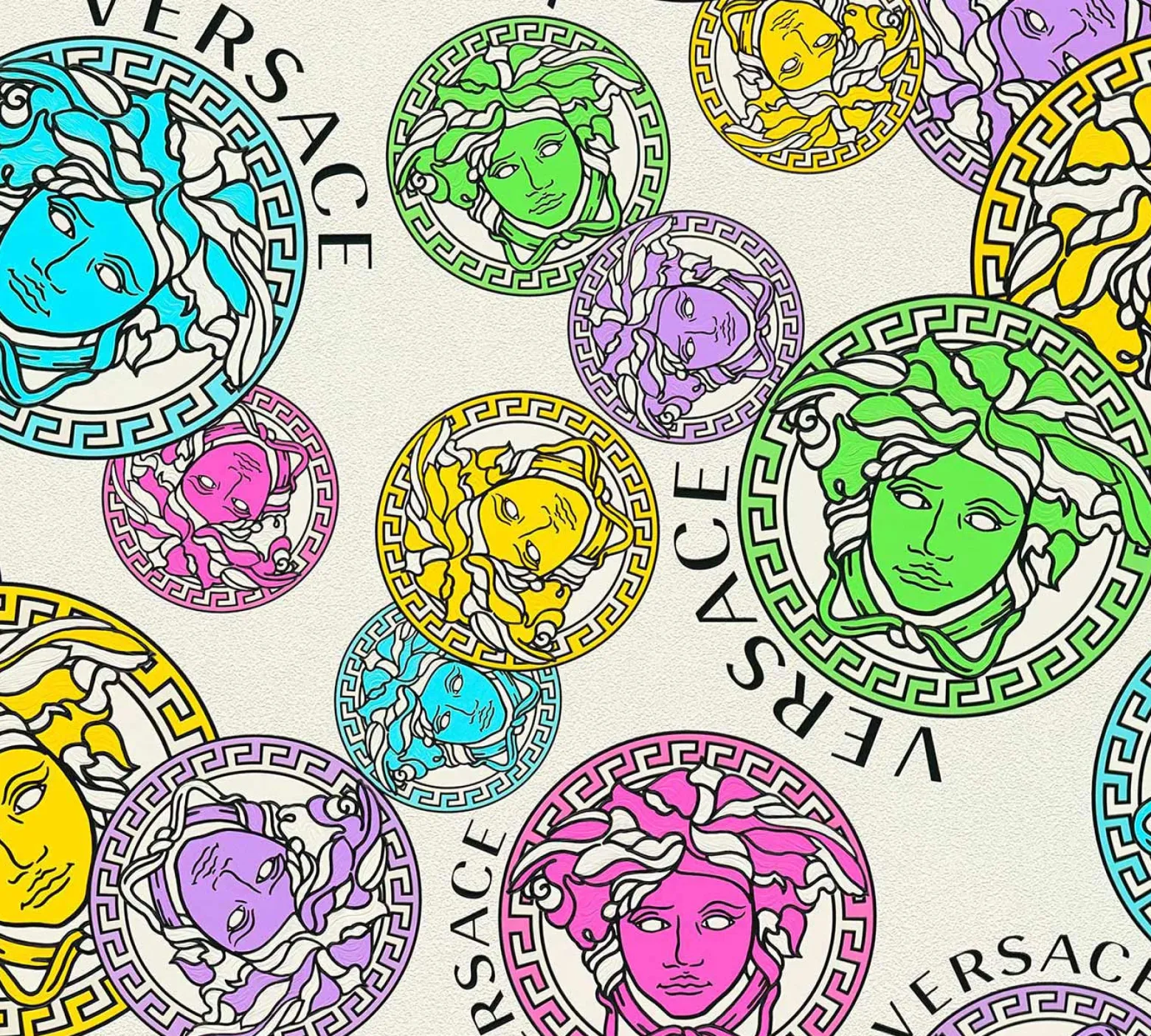 Vliestapete Versace Weiß Bunt Logo 38610-1