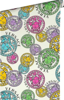 Vliestapete Versace Weiß Bunt Logo 38610-1