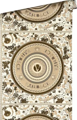 Vliestapete Versace Weiß Gold Logo Floral 38705-6
