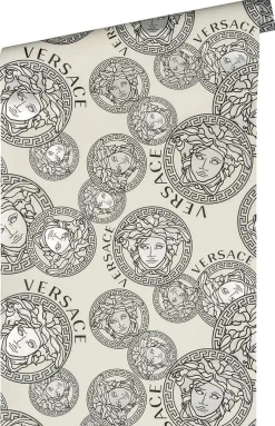 Vliestapete Versace Weiß Silber Logo 38610-2