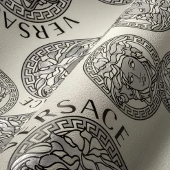 Vliestapete Versace Weiß Silber Logo 38610-2
