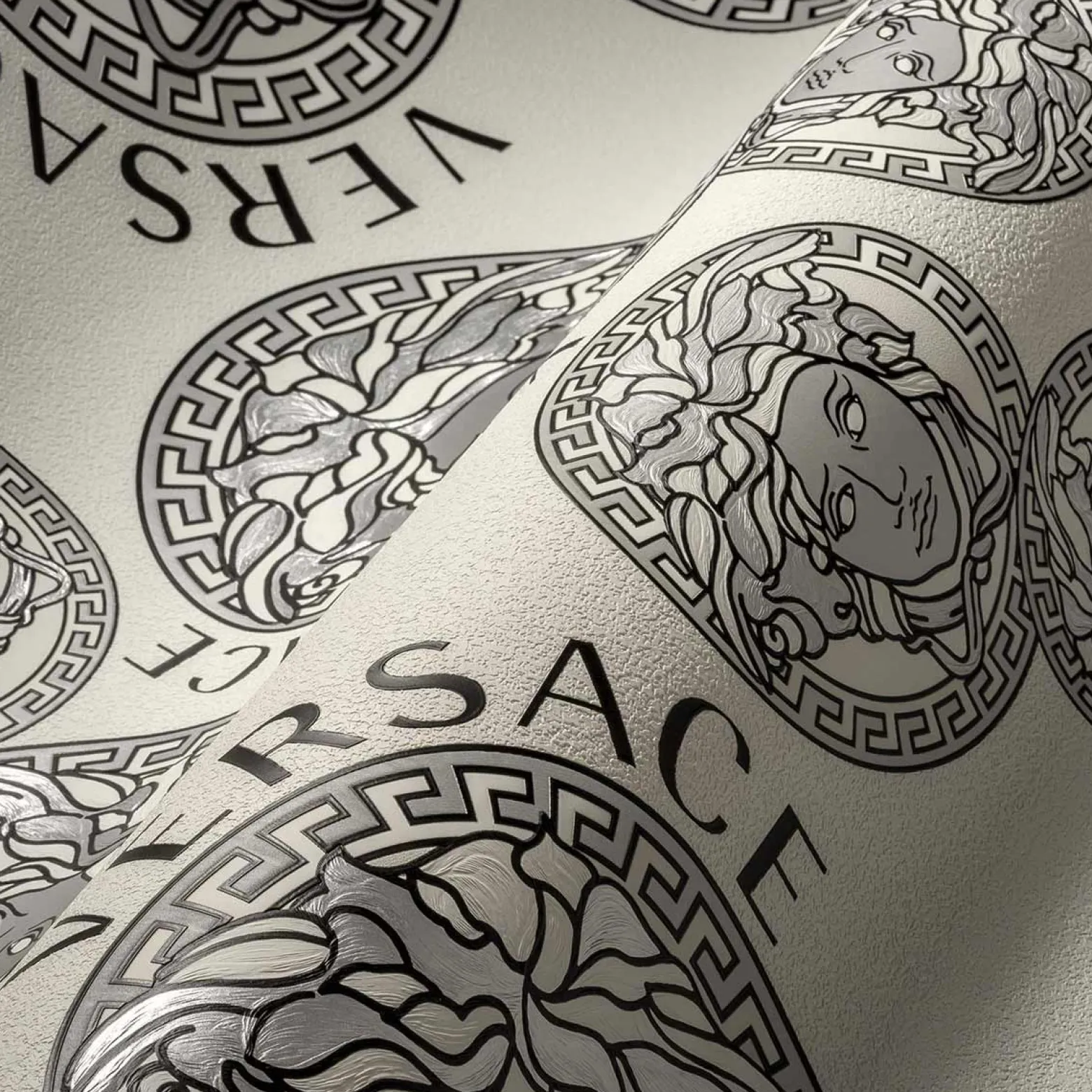 Vliestapete Versace Weiß Silber Logo 38610-2