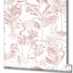 Vliestapete Vögel Palmen Weiß Rosa Marburg 47401