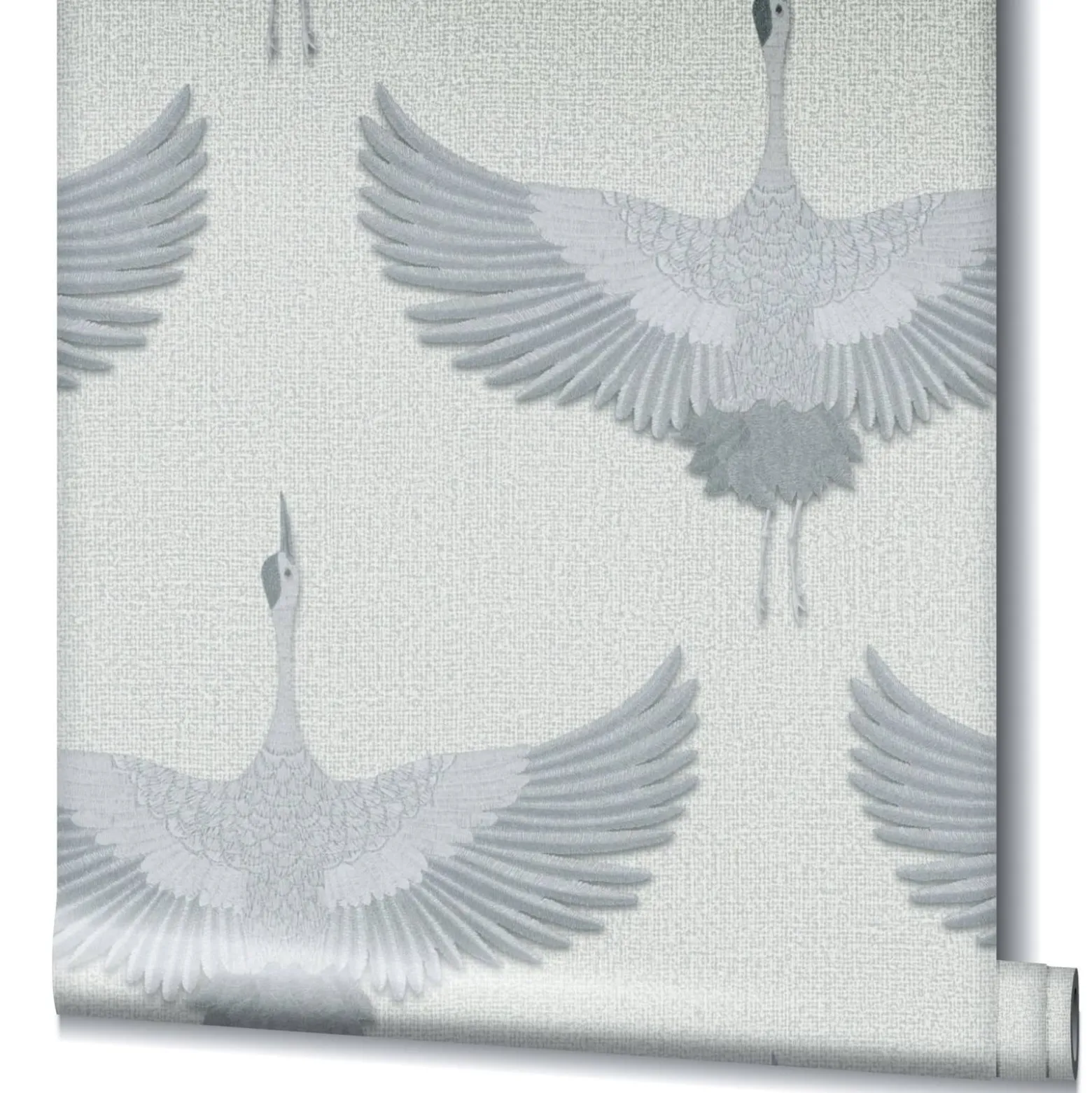 Vliestapete Vögel Textil Optik Grau Silber Metallic 34530