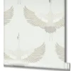 Vliestapete Vögel Textil Optik Weiß Beige Metallic 34529