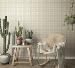 Vliestapete Vierecke Karo beige Marburg 32660