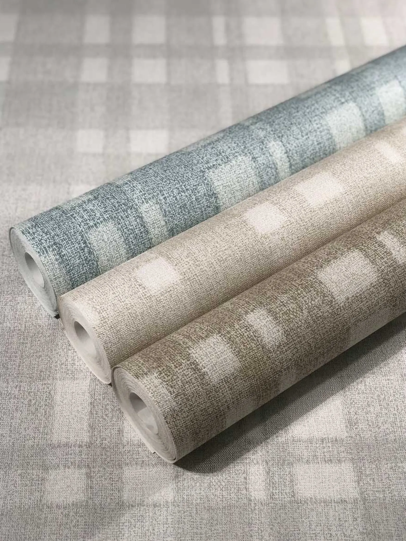 Vliestapete Vierecke Karo blau grün beige 32661
