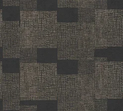 Vliestapete Vierecke Punkte schwarz gold 38525-3