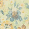 Vliestapete Vintage Blumen Aquarell Grün Gelb 39607-3