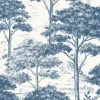 Vliestapete Wald Bäume Berge Creme Blau MN3007