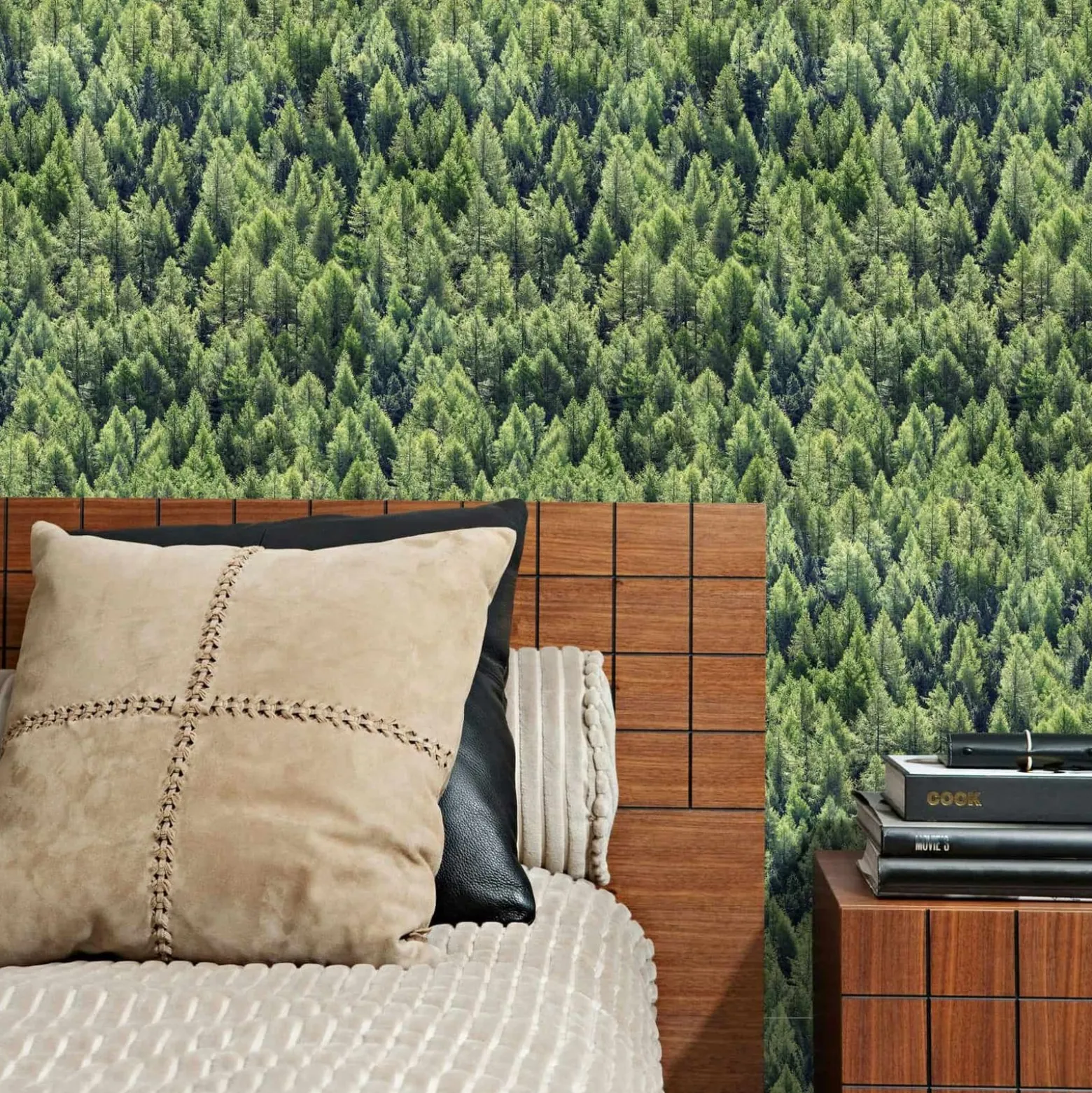 Vliestapete Wald Natur Motiv Bäume Grün 45730
