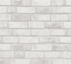 Vliestapete Wand Backsteinoptik Creme Hellgrau 38812-3
