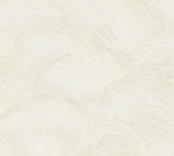 Vliestapete Wellen Abstrakt Metallic Creme Weiß 39105-5