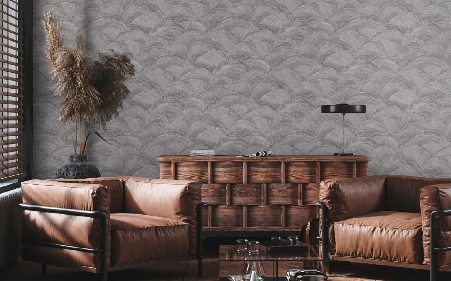 Vliestapete Wellen Abstrakt Metallic Grau Silber 39105-3