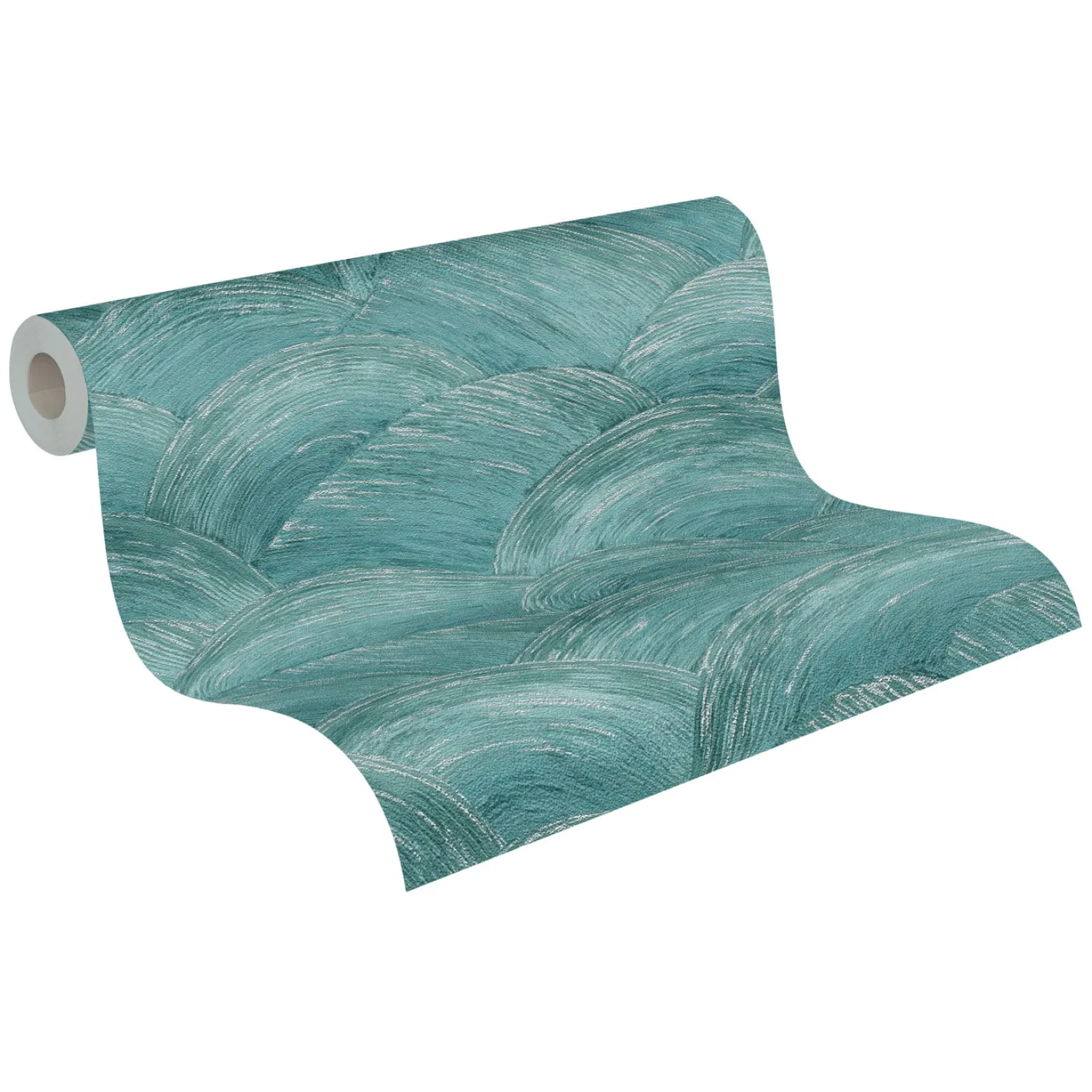 Vliestapete Wellen Abstrakt Metallic Blau Silber 39105-2