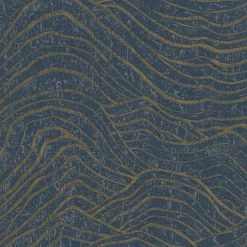 Vliestapete Wellen Dunkelblau Gold Metallic 39507-4