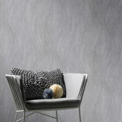 Vliestapete Wellen Dunkelgrau Silber Metallic 10317-47