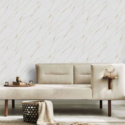 Vliestapete Wellen Maserung Hellgrau Gold Metallic 10440-31