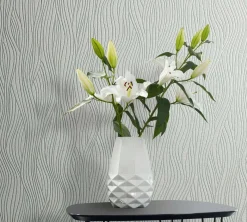 Vliestapete Wellen Muster Creme Grün Metallic 82401