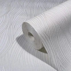 Vliestapete Wellen Muster Creme Perlmutt Metallic 82400