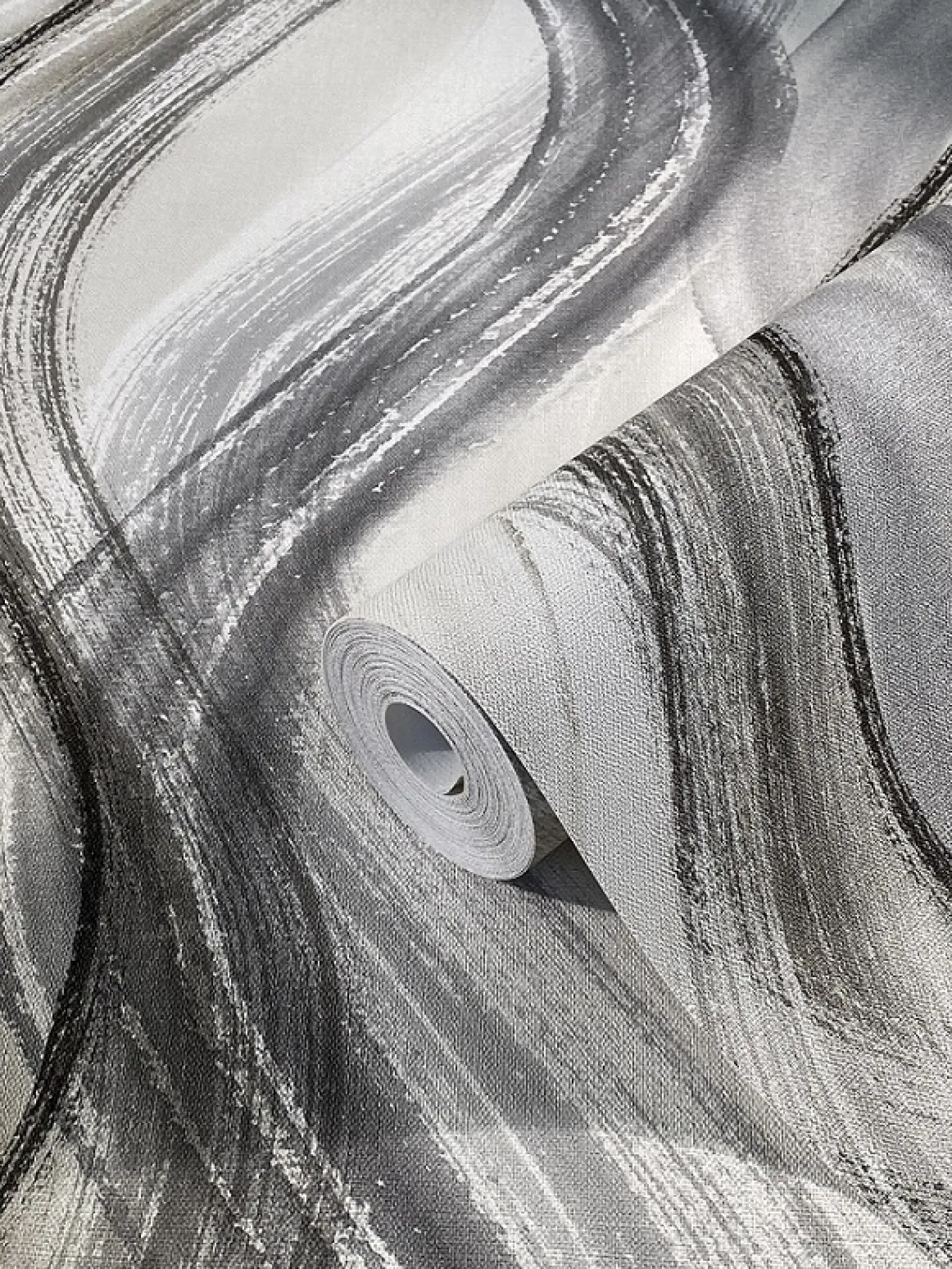 Vliestapete Wellen-Muster grau beige schwarz 32446