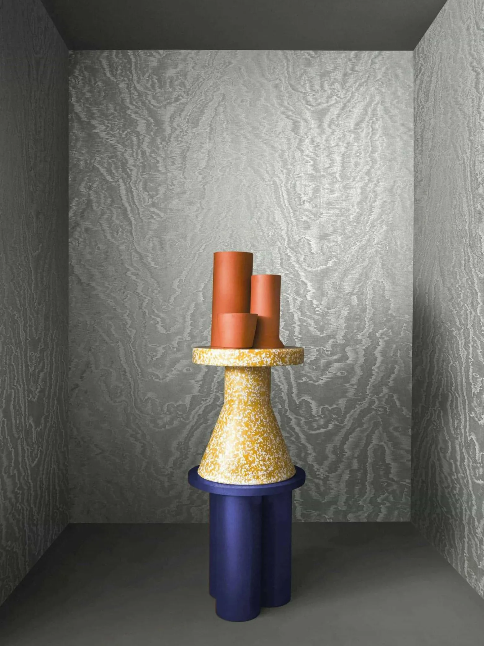 Vliestapete Wellen Muster Silber Metallic 86542
