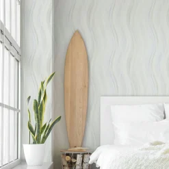 Vliestapete Wellen Muster Streifen Creme Grau Blau 82554