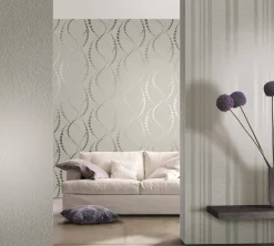Vliestapete Wellen Struktur grau silber Metallic 56437