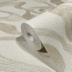 Vliestapete Wellen Textil Optik Beige Metallic 34535