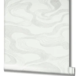 Vliestapete Wellen Textil Optik Hellgrau Metallic 34534