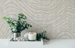 Vliestapete Wellen Weiß Perlmutt Metallic 39507-2