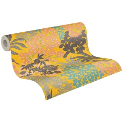 Vliestapete Wildblumen Gelb Silber Metallic 39128-3