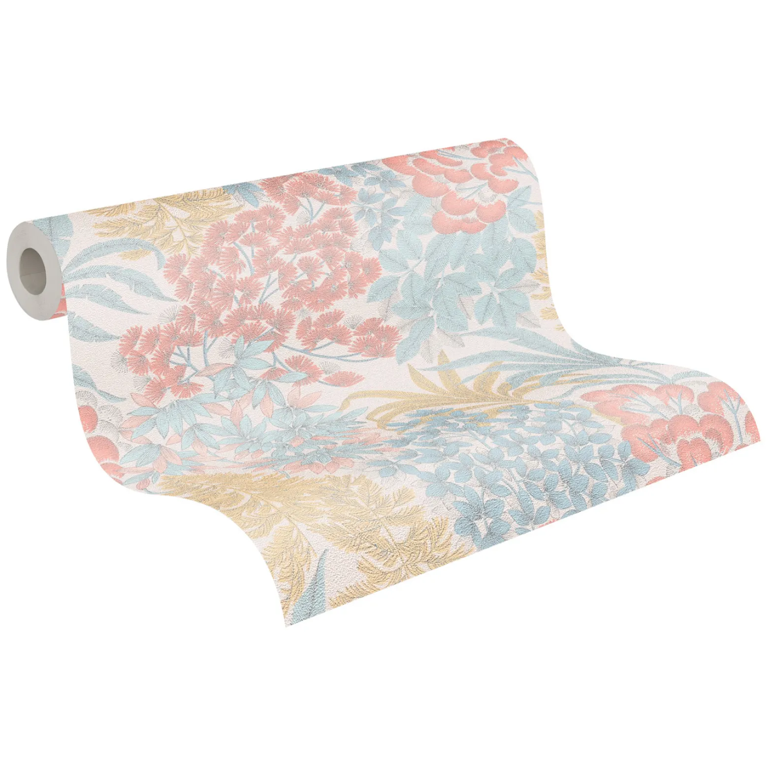 Vliestapete Wildblumen Weiß Silber Metallic 39128-1