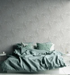 Vliestapete Wildblumen Weiß Silber Metallic 39128-2