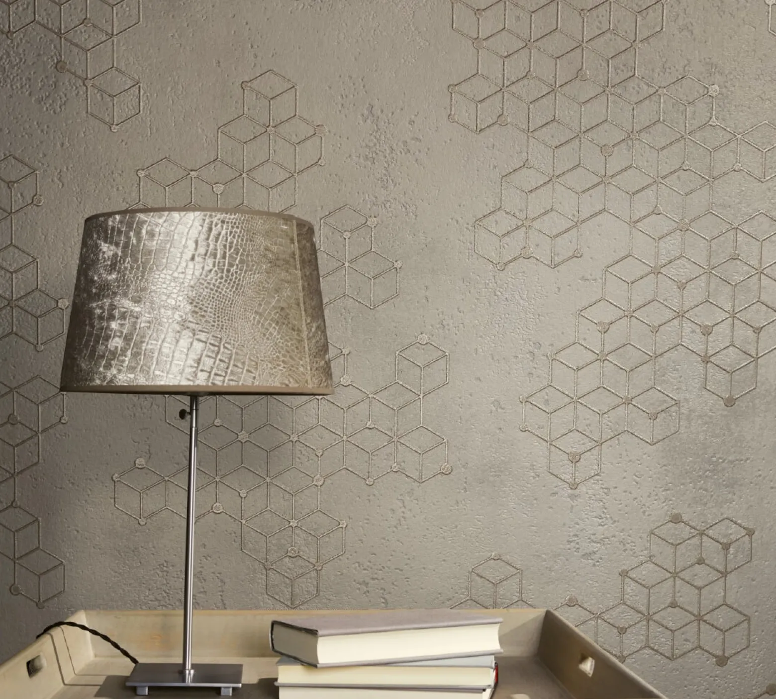 Vliestapete Würfel Beton grau gold Glanz Hailey 82243