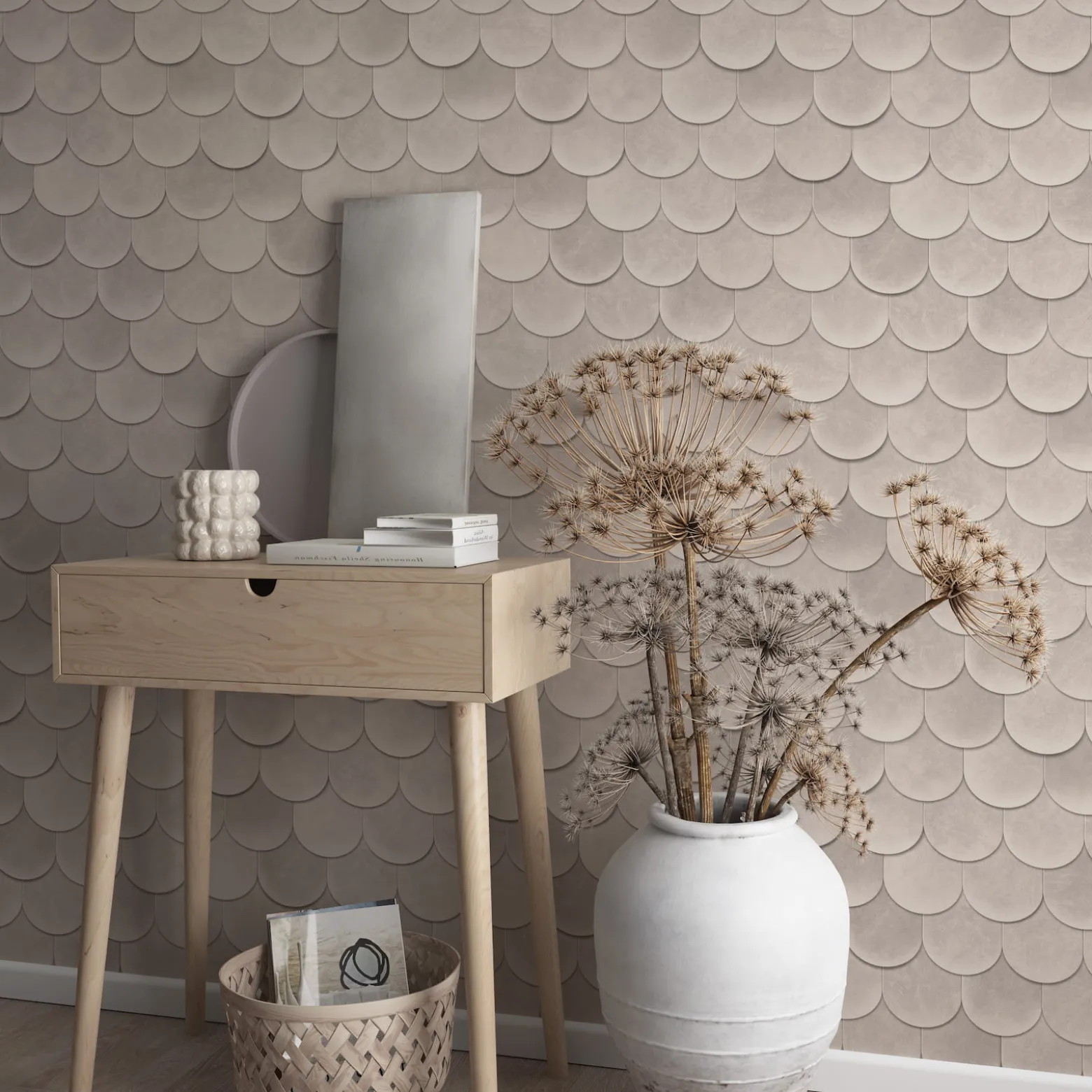 Vliestapete Ziegel Kachel Betonoptik Beige Grau 81654