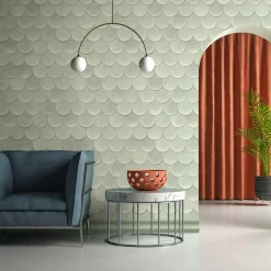 Vliestapete Ziegel Kachel Betonoptik Grün Grau 81657