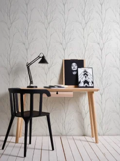 Vliestapete Zweige Floral grau silber metallic 37260-2
