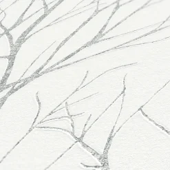 Vliestapete Zweige Floral grau silber metallic 37260-2