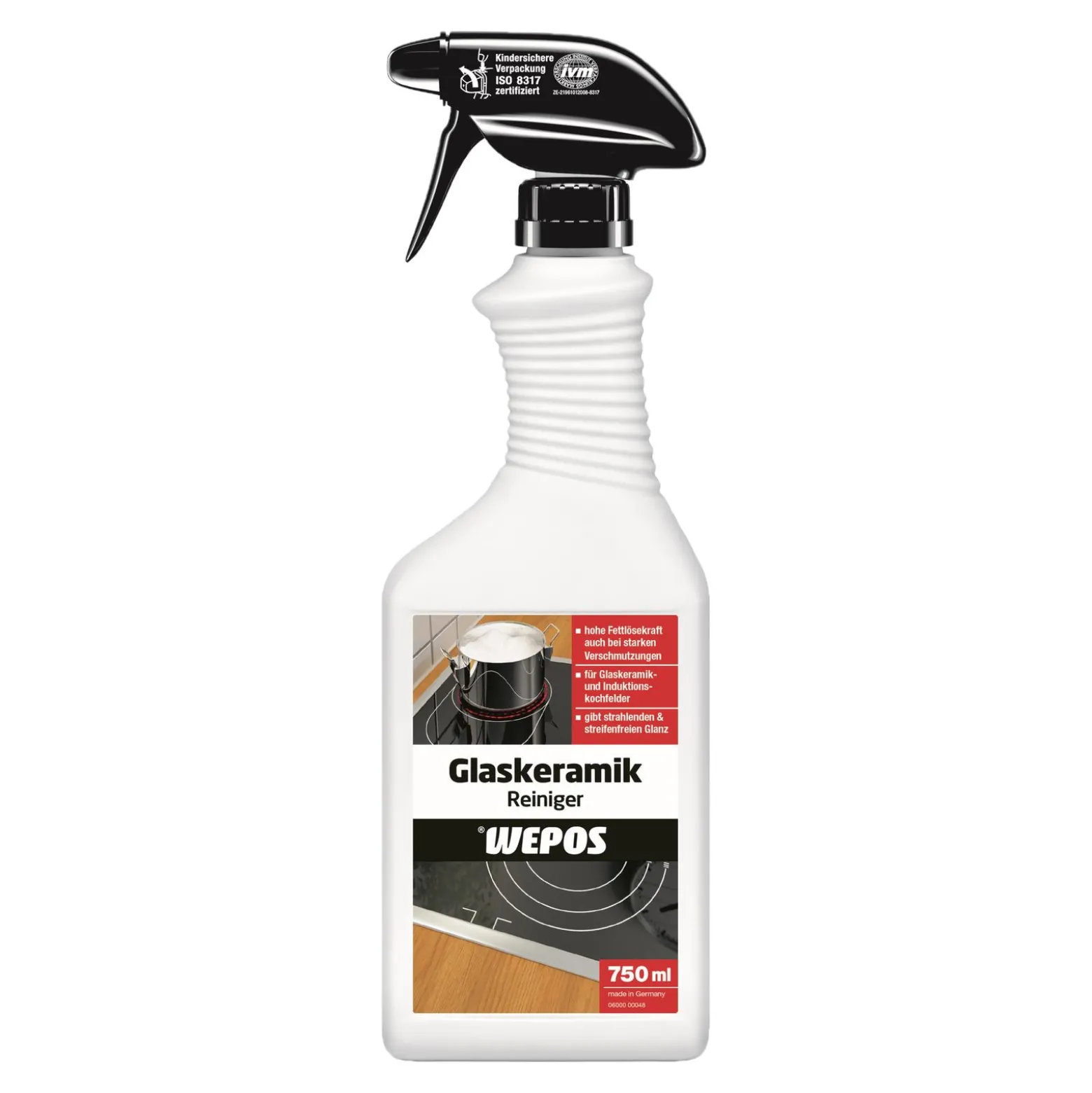 Wepos Glaskeramik Reiniger Kochfeld Herd Küche 750 ml