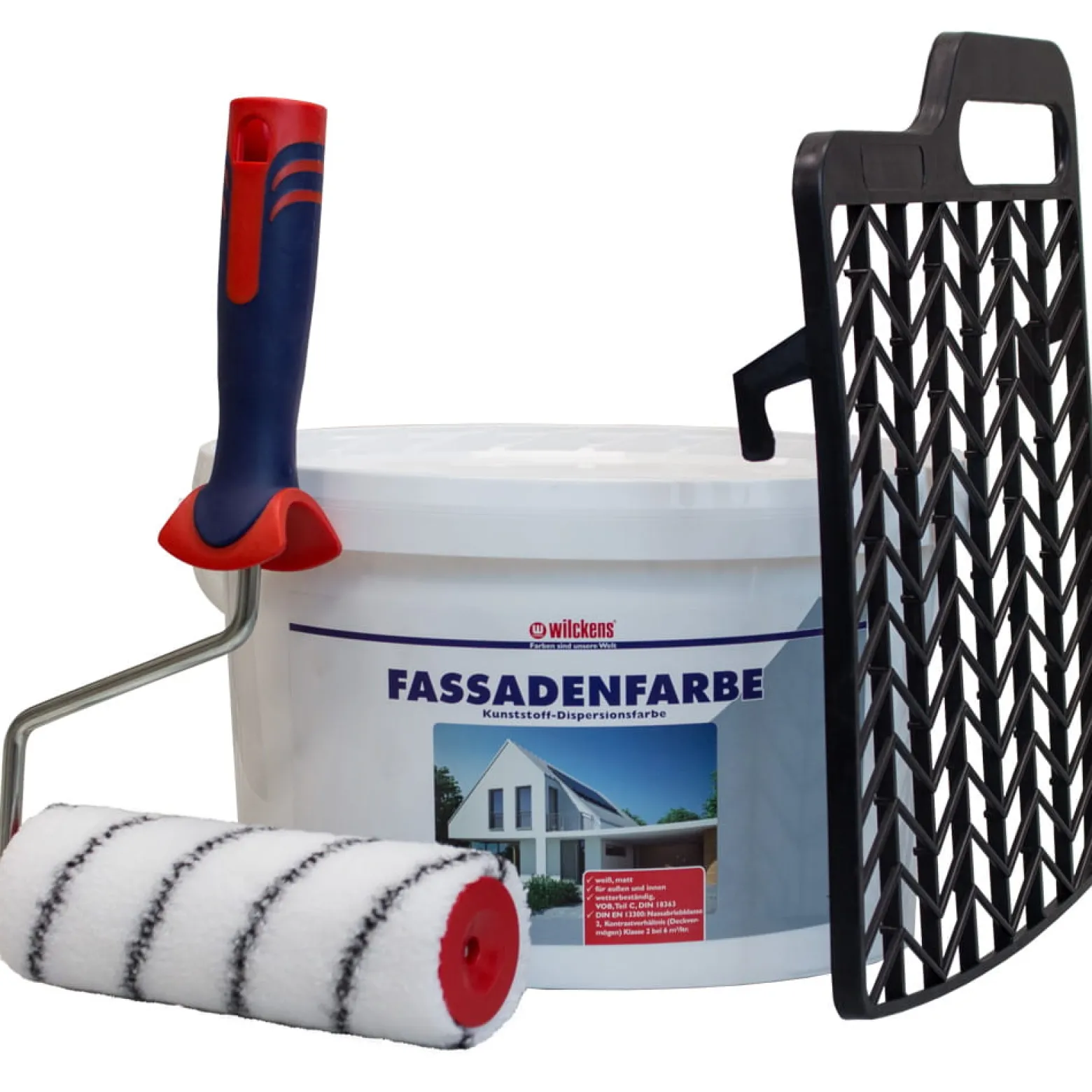 Wilckens Fassadenfarbe 2,5l Weiß + Streich-Set