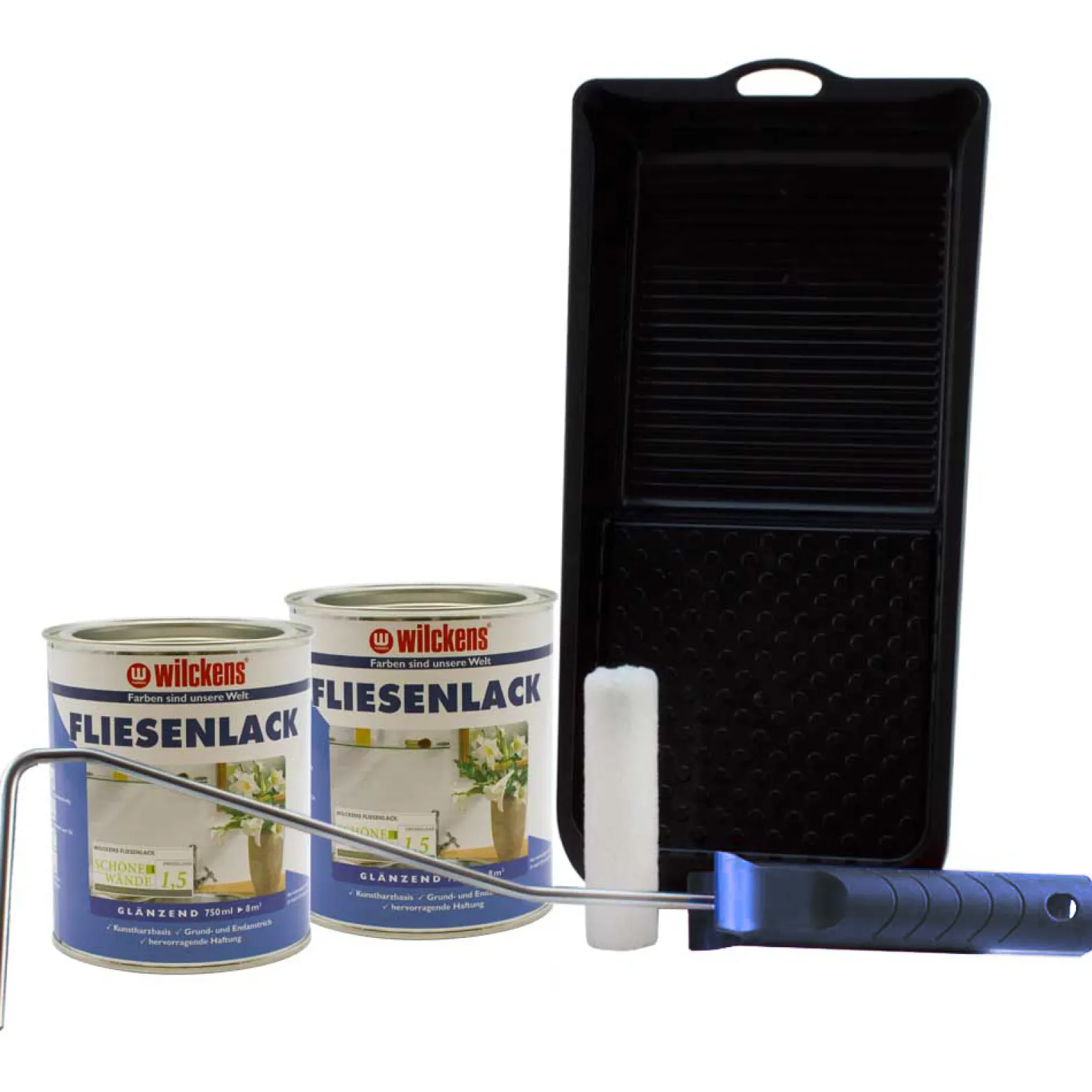 Wilckens Fliesenlack Cremeweiß für 16 qm mit Lackierset